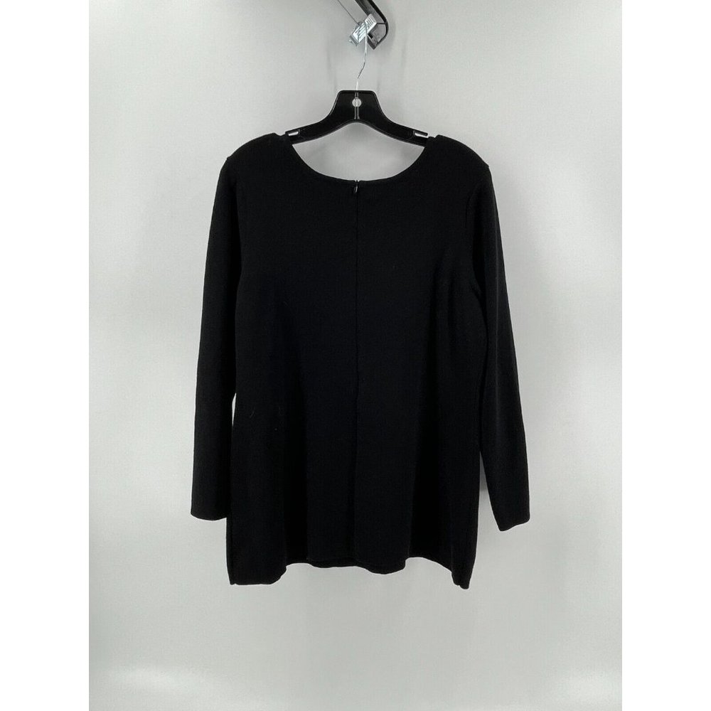 Nic + Zoe Women's Petite Black Long Sleeve Rhinestones Zip Knit Sweater Size PL - Picture 4 of 12